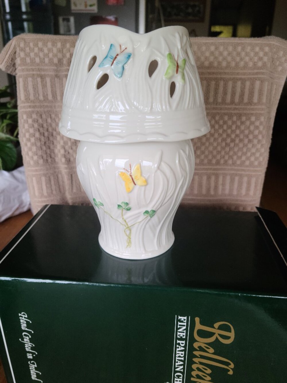 Belleek Porcelain Summer Butterfly Lamp